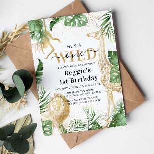 Invitation Sauvageon Jungle Verdure & Or 1er Anniversaire