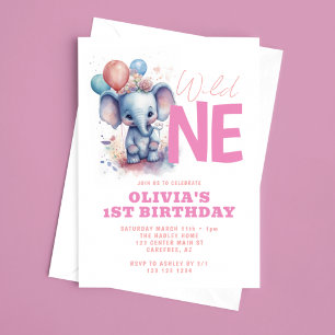 Invitation Sauvageonne éléphant bébé 1er anniversaire