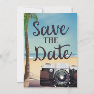 Invitation Sauvegarder la date appareil photo vintage et plag