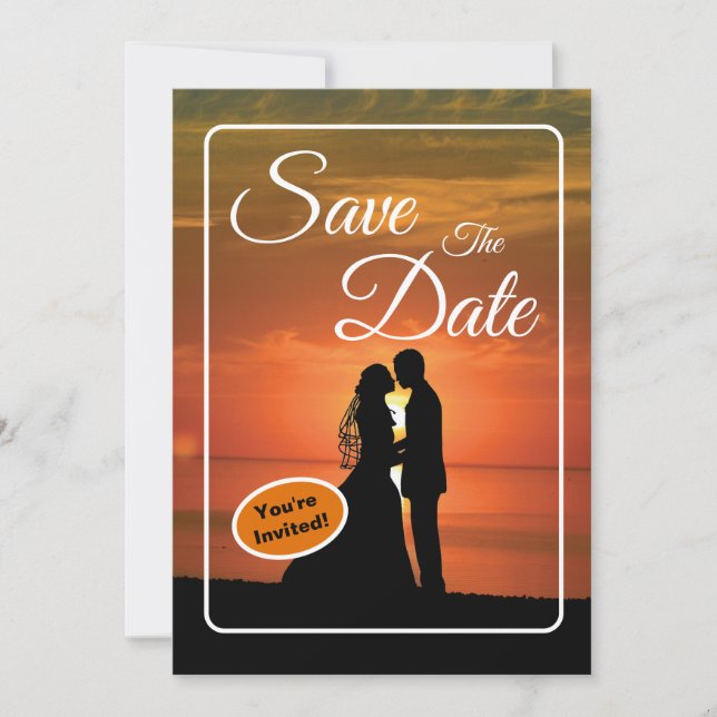 Invitation Sauvegarder la date de mariage des jeunes mariés (Devant)