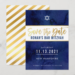Invitation SAUVEGARDER LA DATE EAU bleu foncé étoile de type 