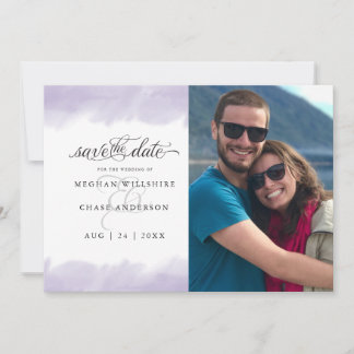 Invitation Sauvegarder la date | Trait aquarelle lilas