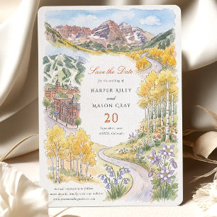Invitation Sauvegardez la date Aspen Colorado Maroon Bells Au