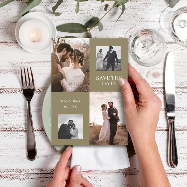 Invitation Sauver la date de mariage Collage de photos modern (Créateur téléchargé)