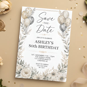 Invitation Sauver la Date Élégant 80e Anniversaire