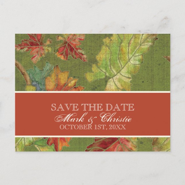 Invitation "Sauver la date" Feuille de vigne d'aut (Devant)