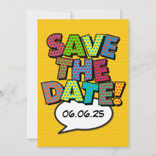 Invitation Sauver la Date Fun rétro bande dessinée Pop Art