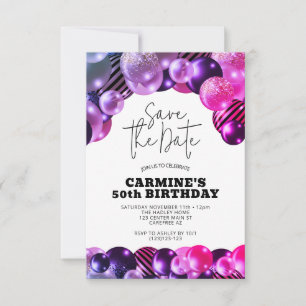 Invitation Sauver la Date Fuschia Fête d'anniversaire 50 ans