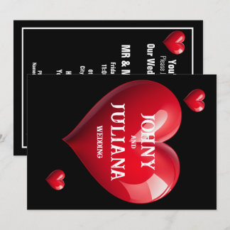 Invitation Sauver la date Mariage coloré Cœur rouge