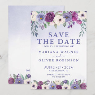 Invitation Sauver la date Pervenche Fuchsia Blush Floral