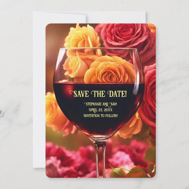 Invitation Sauver la Date Vins et Roses  (Devant)