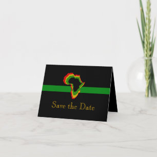 Invitation "Sauvez la date" Afrique avec les couleurs panafri