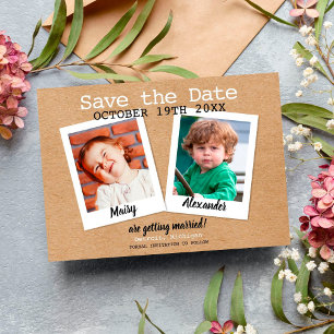 Invitation Sauvez la date Enfance Photos amusantes Rustique B
