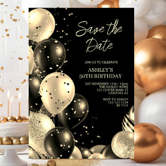 Invitation Sauvez la Date Glamour 50e Anniversaire