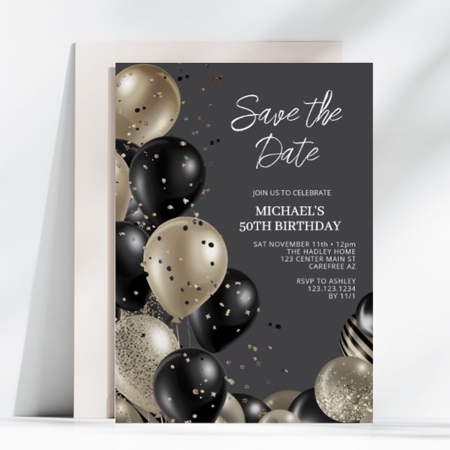 Invitation Sauvez la date Hommes 50e anniversaire (Créateur téléchargé)