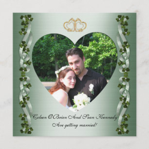Invitation Sauvez la date shamrocks et rubans mariage irlanda