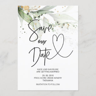 Invitation Sauvez notre date Mariage élégant au eucalyptus ve