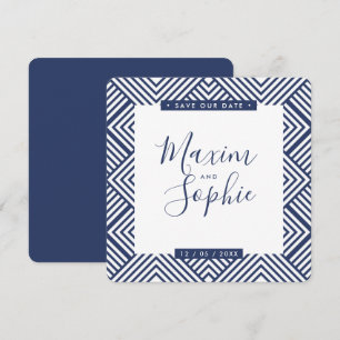 Invitation SAVE NOTRE DATE simple geo moderne mariage marine