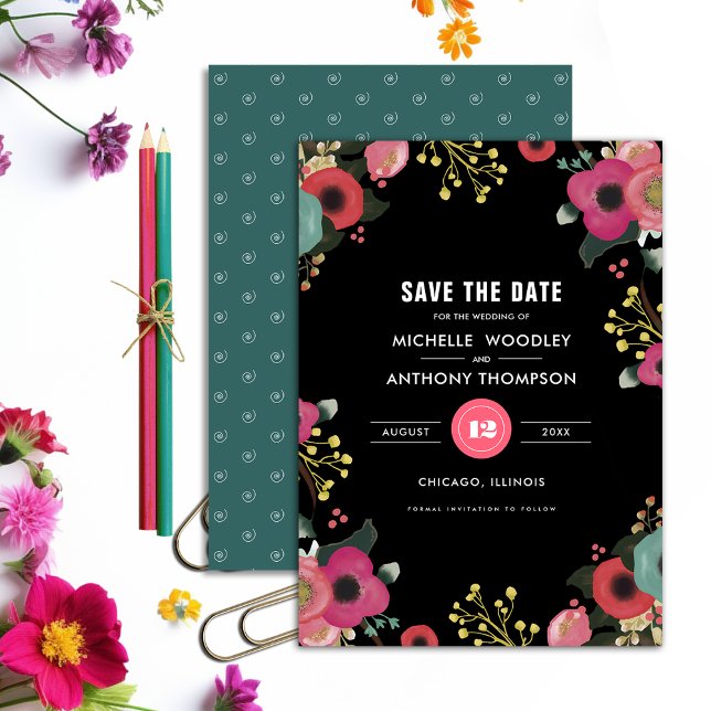 Invitation Save the date. Annonces florales Mariages modernes (Créateur téléchargé)
