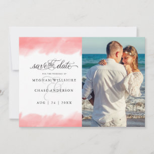 Invitation Save the date   Aquarelle Rose de corail