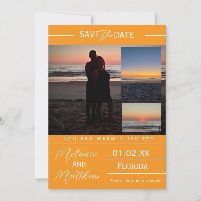Invitation Save the Date Beach Photo Collage (Devant)