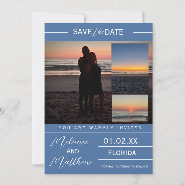 Invitation Save the Date Beach Photo Collage (Devant)