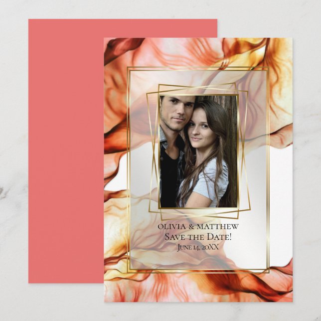 Invitation Save the date | Cadre photo Automne Abstrait 3 (Devant / Derrière)