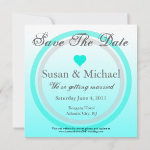 Invitation Save The Date Cœur Cercle Bleu Clair