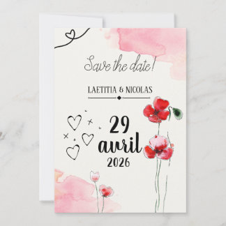 Invitation Save the date "Coquelicots"