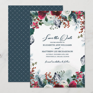 Invitation Save the date. Dusty Blue   Mariage Bourgogne