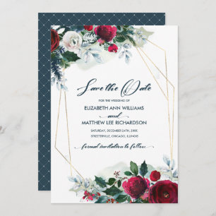 Invitation Save the date. Dusty Blue   Mariage Bourgogne
