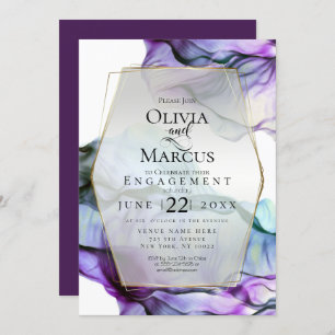 Invitation Save the date   Encre d'aquarelle violette vive