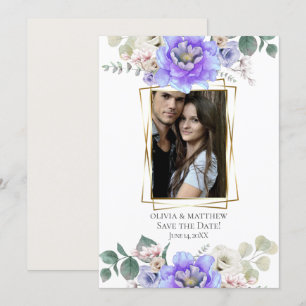 Invitation Save the date   Fleurs Ombré bleu violet