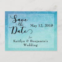 Invitation Save the Date Mandala Aquarelle Bleue &