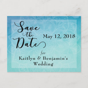 Invitation Save the Date Mandala Aquarelle Bleue &