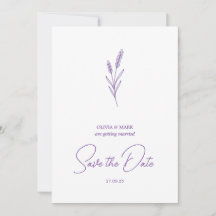 save the date minimalist elegant writing lavender