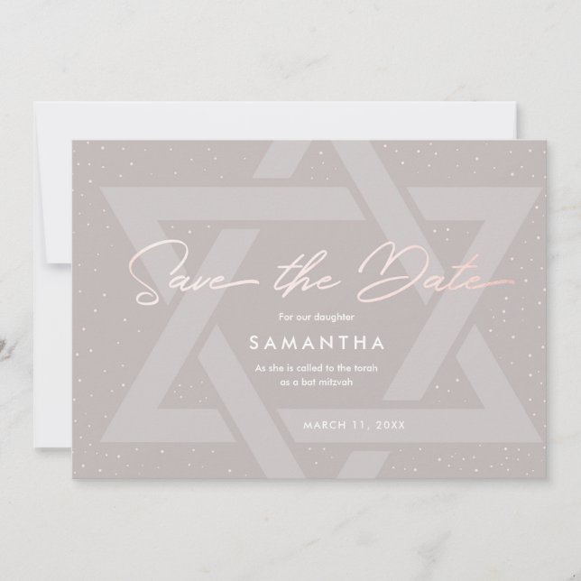 Invitation Save the Date moderne de Bat Mitzvah (Devant)