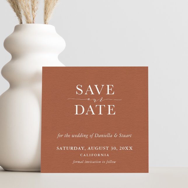 Invitation SAVE THE DATE moderne élégante terre cuite argile (Créateur téléchargé)