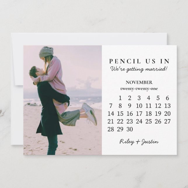 Invitation Save the date | Novembre 2021 Calendrier Moderne C (Devant)