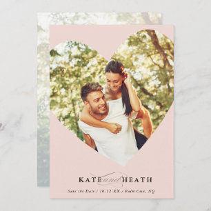 Invitation SAVE THE DATE photo moderne mignon coeur rose