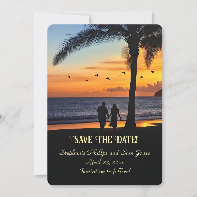 Invitation Save the Date Tropical Beach Couple (Devant)