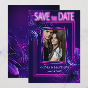 Invitation Save the date Tropical Neon Votre Photo