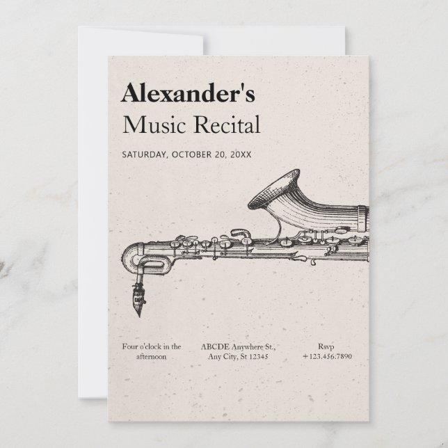 Invitation Saxophone vintage (Devant)