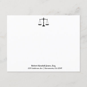 Invitation Scales de justice Black Lawyer Attorney Papeterie