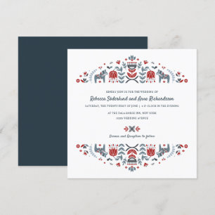 Invitation Scandinave folk Art Dala Horse Mariage