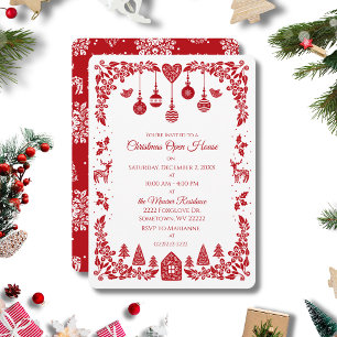 Invitation Scandinave Noël Rouge Art Populaire de Noël