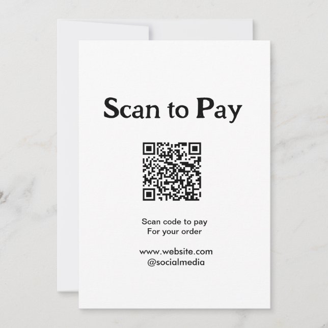 Invitation Scanner pour payer la commande Code QR Ajouter un  (Devant)