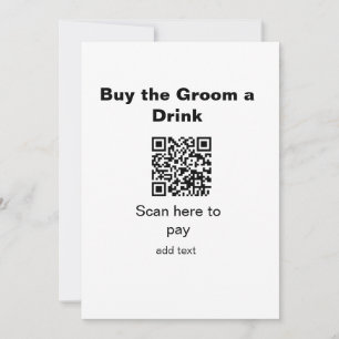 Invitation scannez le QR pour payer une boisson au marié garç