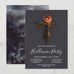 Invitation Scary Elegant Citrouille Scarecrow Halloween Party