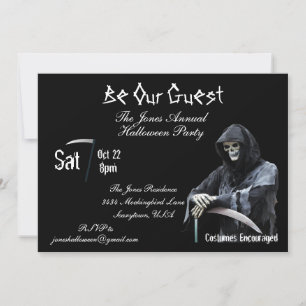 Invitation Scary Grim Faucheuse Décès Halloween Party